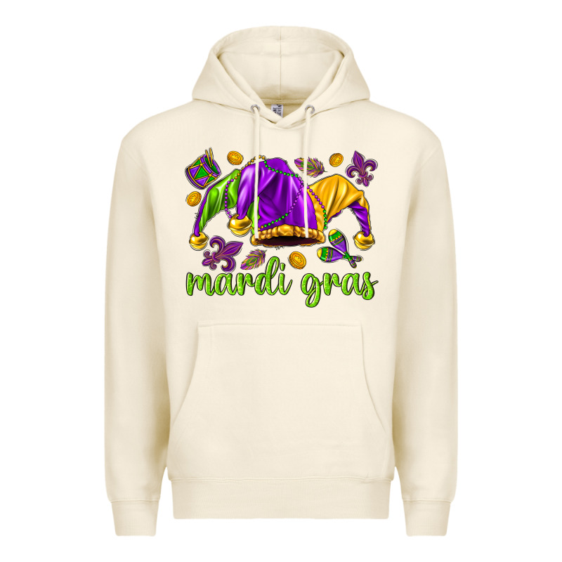 Mardi Gras With Jester Premium Hoodie by NancyCooperArtShop | Teevron