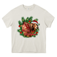 Cream merry Christmas brahman bull Heavy Core Tee - RanaPortraitStore