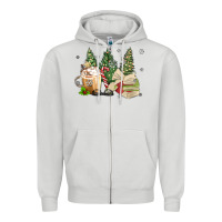 Dove Grey christmas coffee and book Zipper Hoodie - MaliasSmallBusiness
