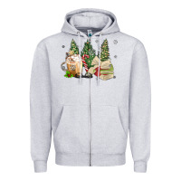 Heather Grey christmas coffee and book Zipper Hoodie - MaliasSmallBusiness
