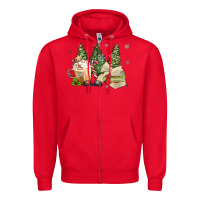 Red christmas coffee and book Zipper Hoodie - MaliasSmallBusiness