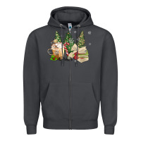 Smoke christmas coffee and book Zipper Hoodie - MaliasSmallBusiness