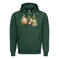 Sports Green christmas coffee and book Zipper Hoodie - MaliasSmallBusiness