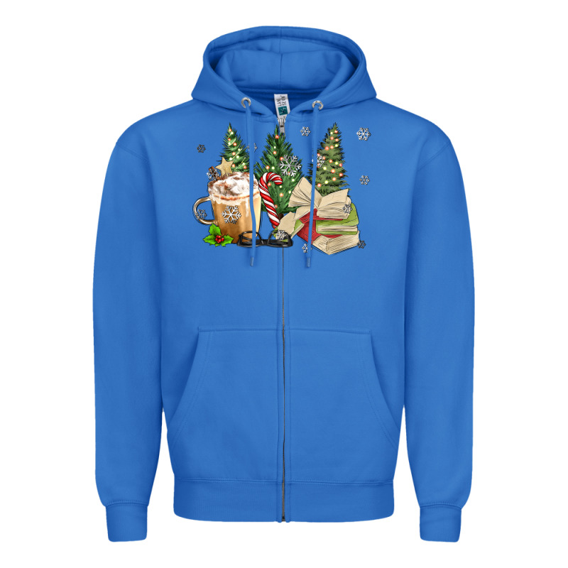 Christmas Coffee And Book Zipper Hoodie by MaliasSmallBusiness | Teevron