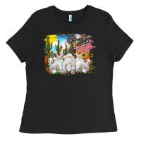Black Easter Farm With Bunnies Ladies Tee - RanaPortraitStore