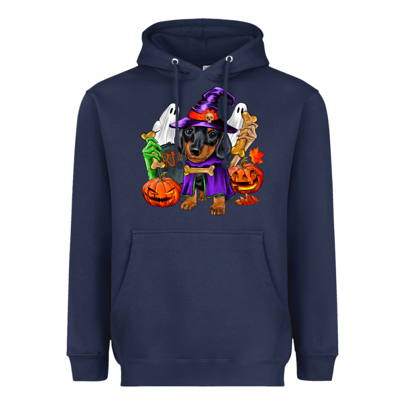 Halloween Dachshund Puppy Dog Heavyweight Hoodie by RanaPortraitStore | Teevron
