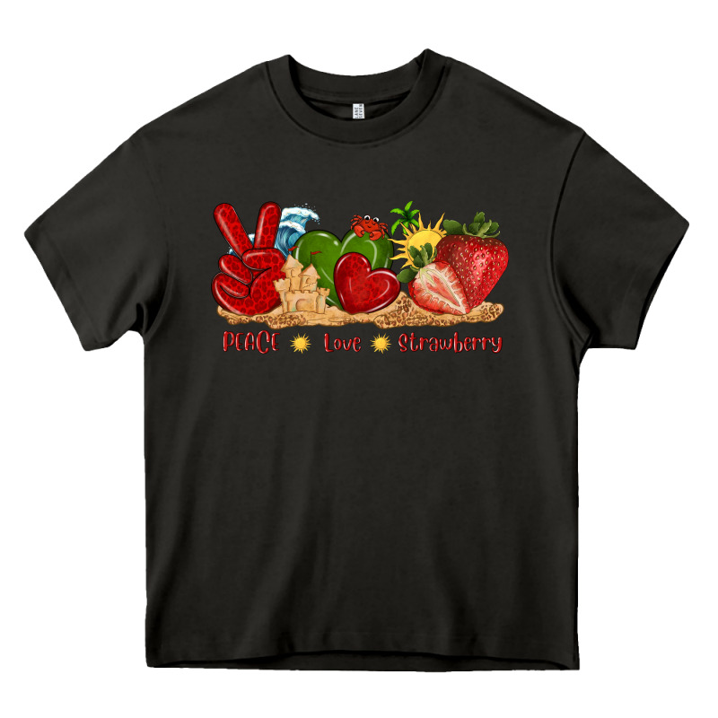 Peace Love Strawberry With Summer Heavy Core Tee by texasbilliewilder | Teevron