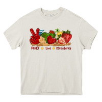 Cream peace love strawberry with summer Heavy Core Tee - texasbilliewilder