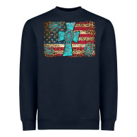 Navy flag and turquoise cross Heavyweight Sweatshirt - AdoDesignShop