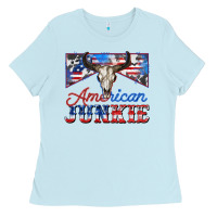 Baby Blue American junkie Ladies Tee - Zillion Design Studio