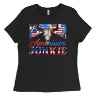 Black American junkie Ladies Tee - Zillion Design Studio