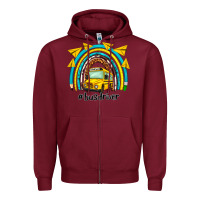 Burgundy bus driver rainbow Zipper Hoodie - NancyCooperArtShop