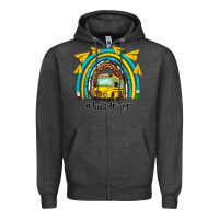 Charcoal Heather bus driver rainbow Zipper Hoodie - NancyCooperArtShop