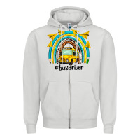 Dove Grey bus driver rainbow Zipper Hoodie - NancyCooperArtShop
