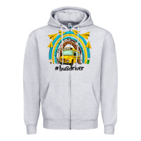 Heather Grey bus driver rainbow Zipper Hoodie - NancyCooperArtShop