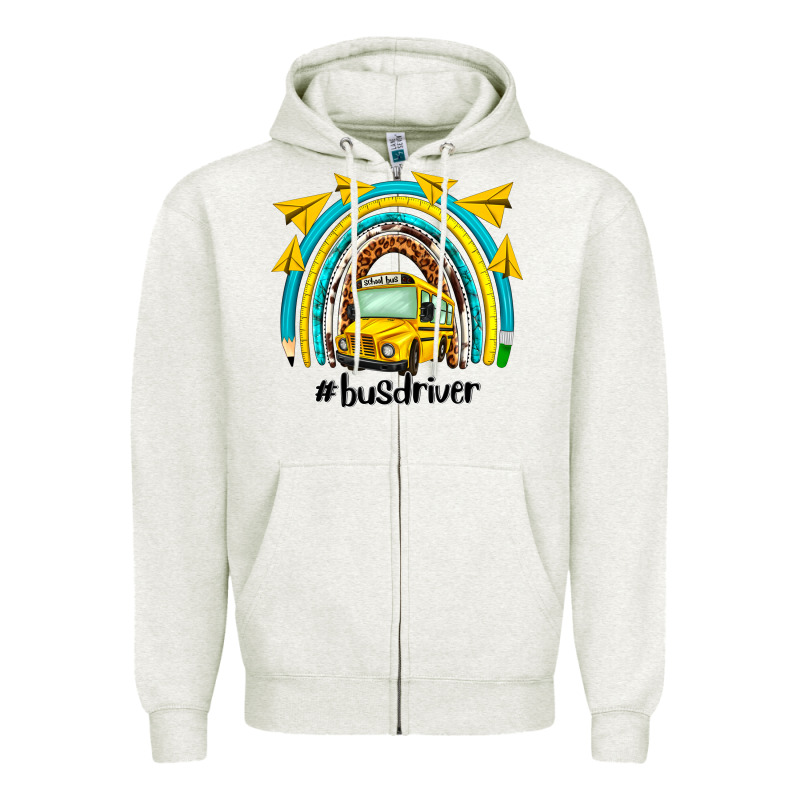 Bus Driver Rainbow Zipper Hoodie by NancyCooperArtShop | Teevron