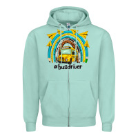Seafoam bus driver rainbow Zipper Hoodie - NancyCooperArtShop