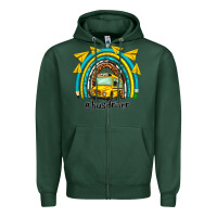 Sports Green bus driver rainbow Zipper Hoodie - NancyCooperArtShop