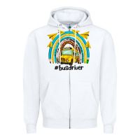 White bus driver rainbow Zipper Hoodie - NancyCooperArtShop