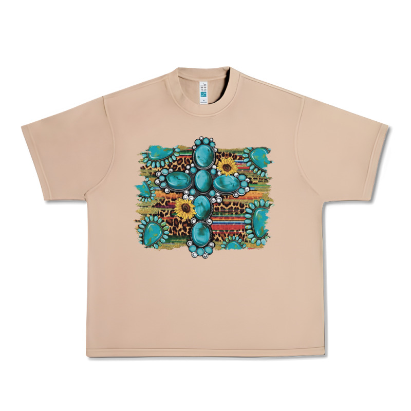 Western Gemstone Cross Sunflowers Serape Leopard Glitter Urban Heavy Tee by Artiststas | Teevron