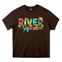 Chocolate Brown river squad with leopard Heavy Core Tee - texasbilliewilder
