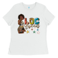 White afro woman loc queen Ladies Tee - texasbilliewilder
