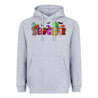 Heather Grey Halloween Teacher Heavyweight Hoodie - RanaPortraitStore