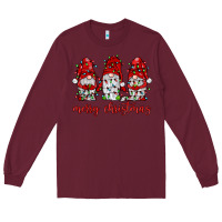 Burgundy merry christmas gnome with christmas lights Long Sleeve Tee - JahusDesignShop