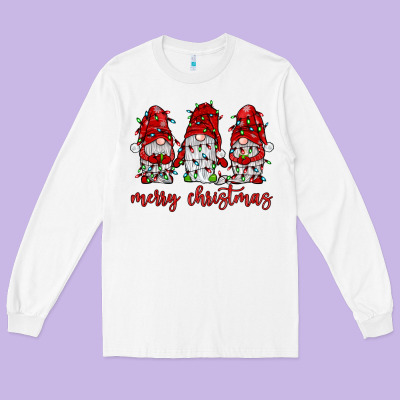 Merry Christmas Gnome With Christmas Lights Long Sleeve Tee Designed By Jahusdesignshop