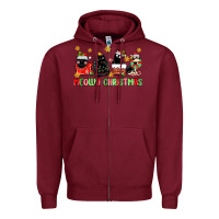 Burgundy meowy christmas cats Zipper Hoodie - MaliasSmallBusiness