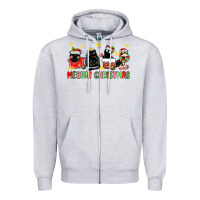 Heather Grey meowy christmas cats Zipper Hoodie - MaliasSmallBusiness