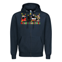 Navy meowy christmas cats Zipper Hoodie - MaliasSmallBusiness