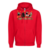 Red meowy christmas cats Zipper Hoodie - MaliasSmallBusiness