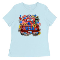 Baby Blue usa truck Ladies Tee - Zillion Design Studio
