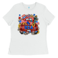 White usa truck Ladies Tee - Zillion Design Studio