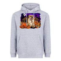 Heather Grey Halloween english bulldog Heavyweight Hoodie - RanaPortraitStore
