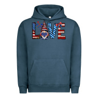 Pigment Midnight Navy 4th Of July love gnome Urban Hoodie - HowdyJamesFarm