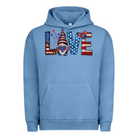Pigment Pebble Blue 4th Of July love gnome Urban Hoodie - HowdyJamesFarm