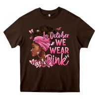 Chocolate Brown in october we wear pink Heavy Core Tee - BarkalooDesign