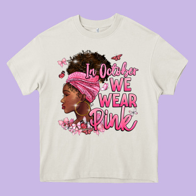In October We Wear Pink Heavy Core Tee Designed By Barkaloodesign