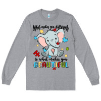 Heather Grey what makes you different is what makes you beautif Long Sleeve Tee - MaliasSmallBusiness