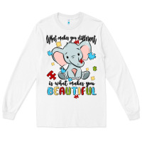 White what makes you different is what makes you beautif Long Sleeve Tee - MaliasSmallBusiness