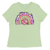 Matcha Easter Floral Spring Rainbow Ladies Tee - RanaPortraitStore