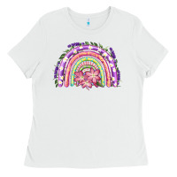 White Easter Floral Spring Rainbow Ladies Tee - RanaPortraitStore