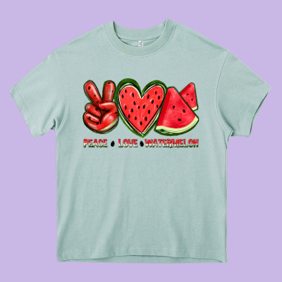 Peace Love Watermelon Heavy Core Tee Designed By Texasbilliewilder