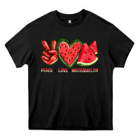 Black peace love watermelon Heavy Core Tee - texasbilliewilder