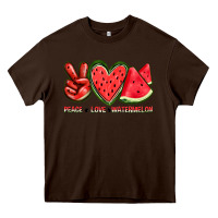 Chocolate Brown peace love watermelon Heavy Core Tee - texasbilliewilder