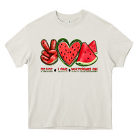 Cream peace love watermelon Heavy Core Tee - texasbilliewilder