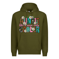 Army Green Auntie Like a Mom Only Cooler Premium Hoodie - texasbilliewilder