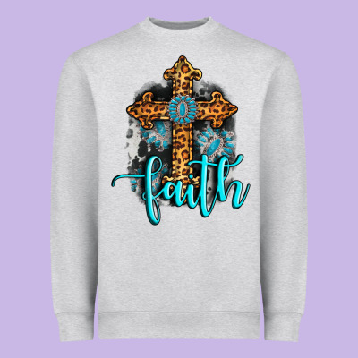 Faith Western Turquoise Heavyweight Sweatshirt Designed By Adodesignshop